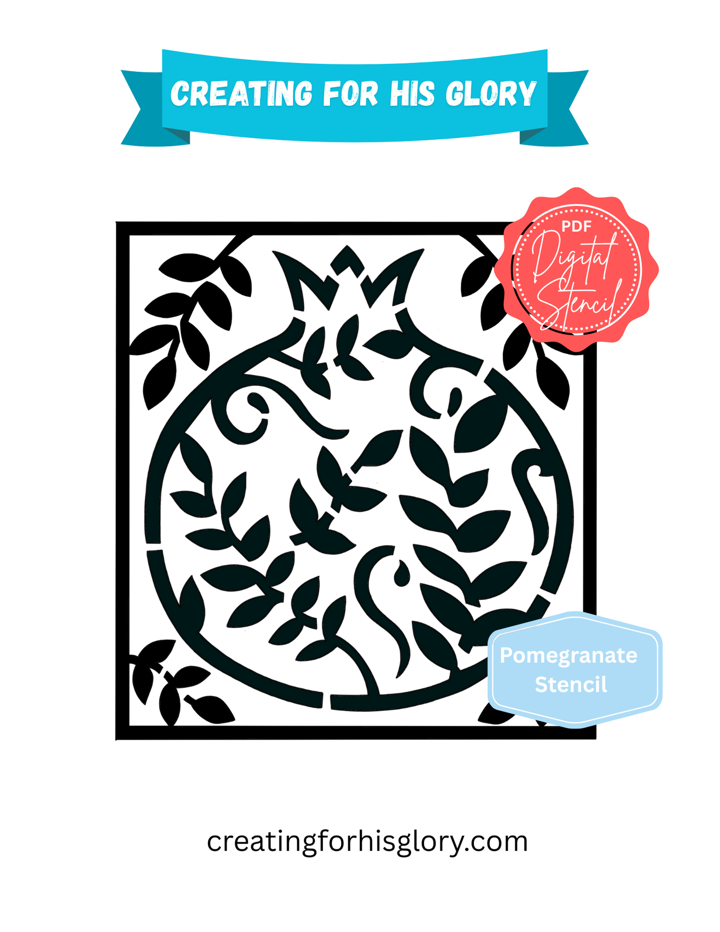 CRAFT STENCIL (Down Loadable)- POMEGRANATE