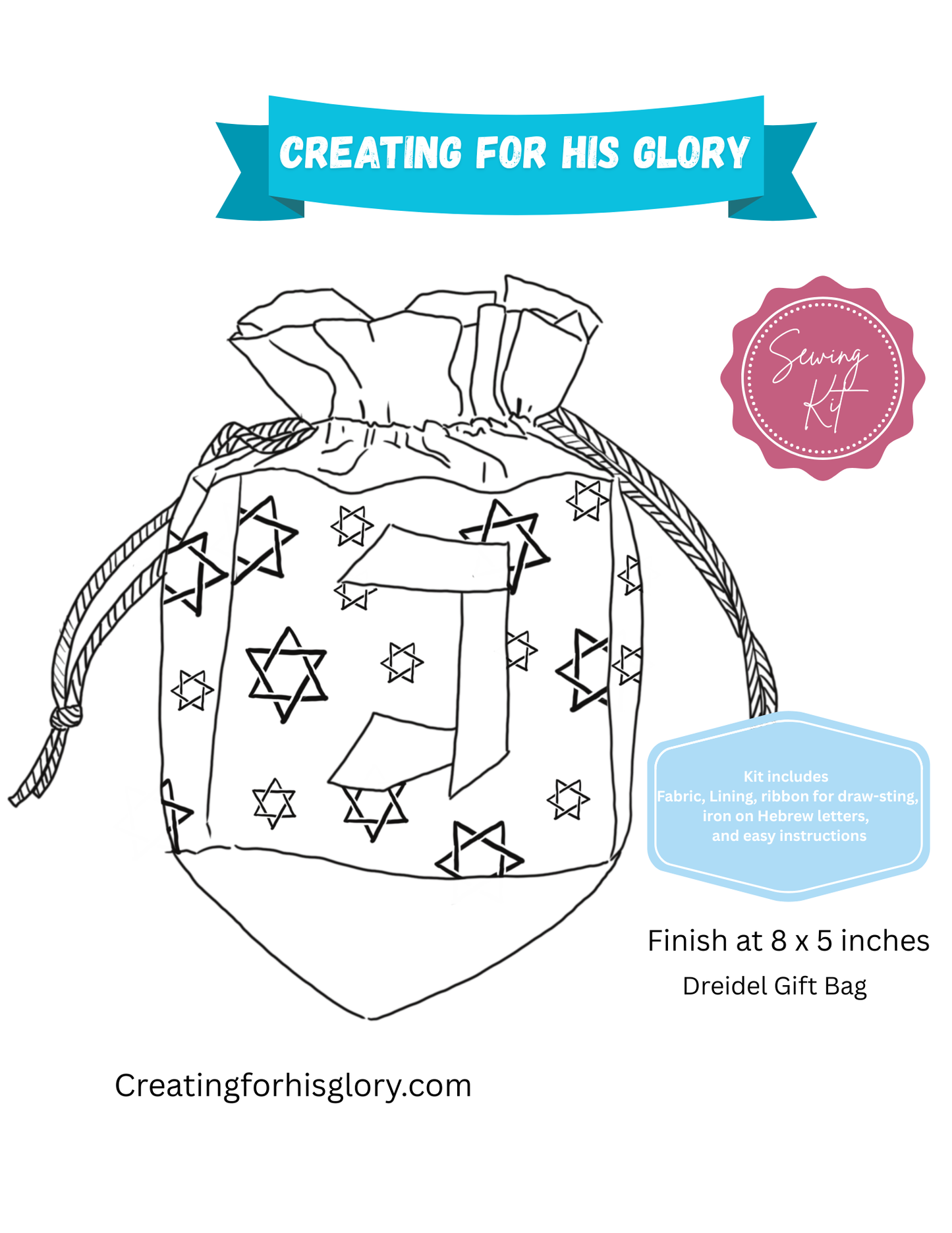 Sewing Kit - Dreidel Gift Bag